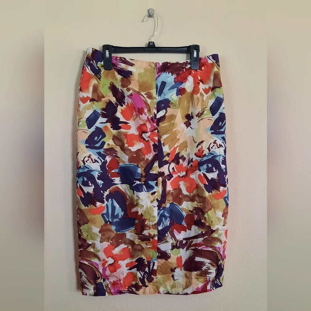 Joseph A Watercolor Pencil Skirt Floral Colorful Easter